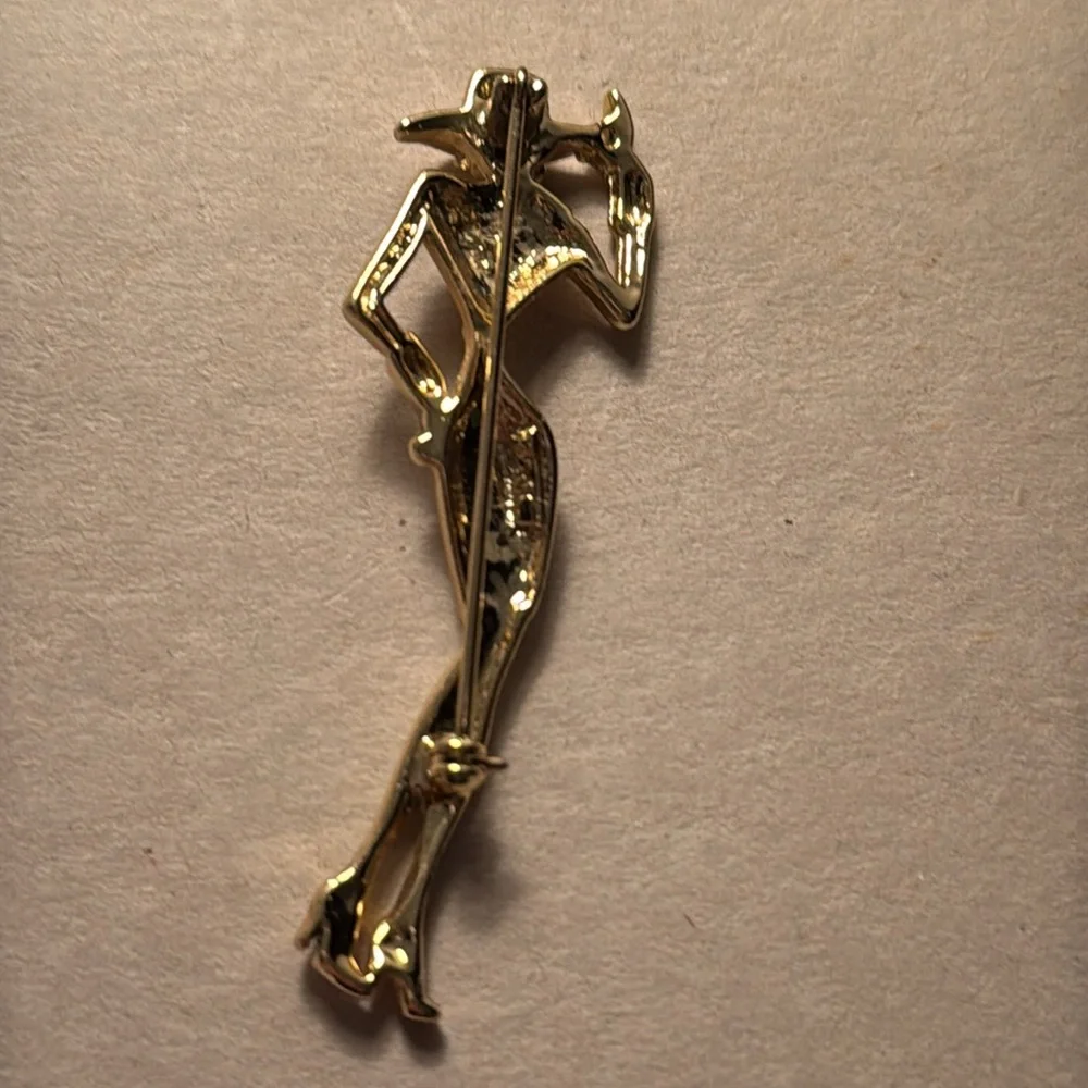 Chic Gold-Toned Woman Brooch